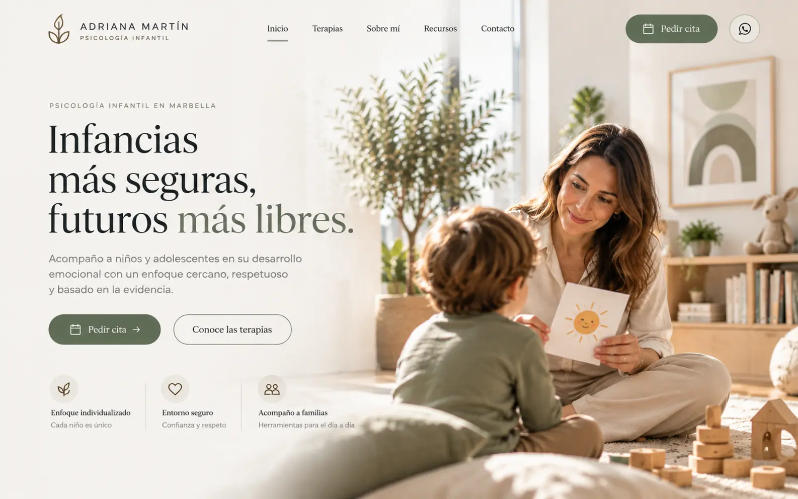 Diseño web para psicóloga infantil en Marbella con terapias para niños y familias | Jesusmora.es